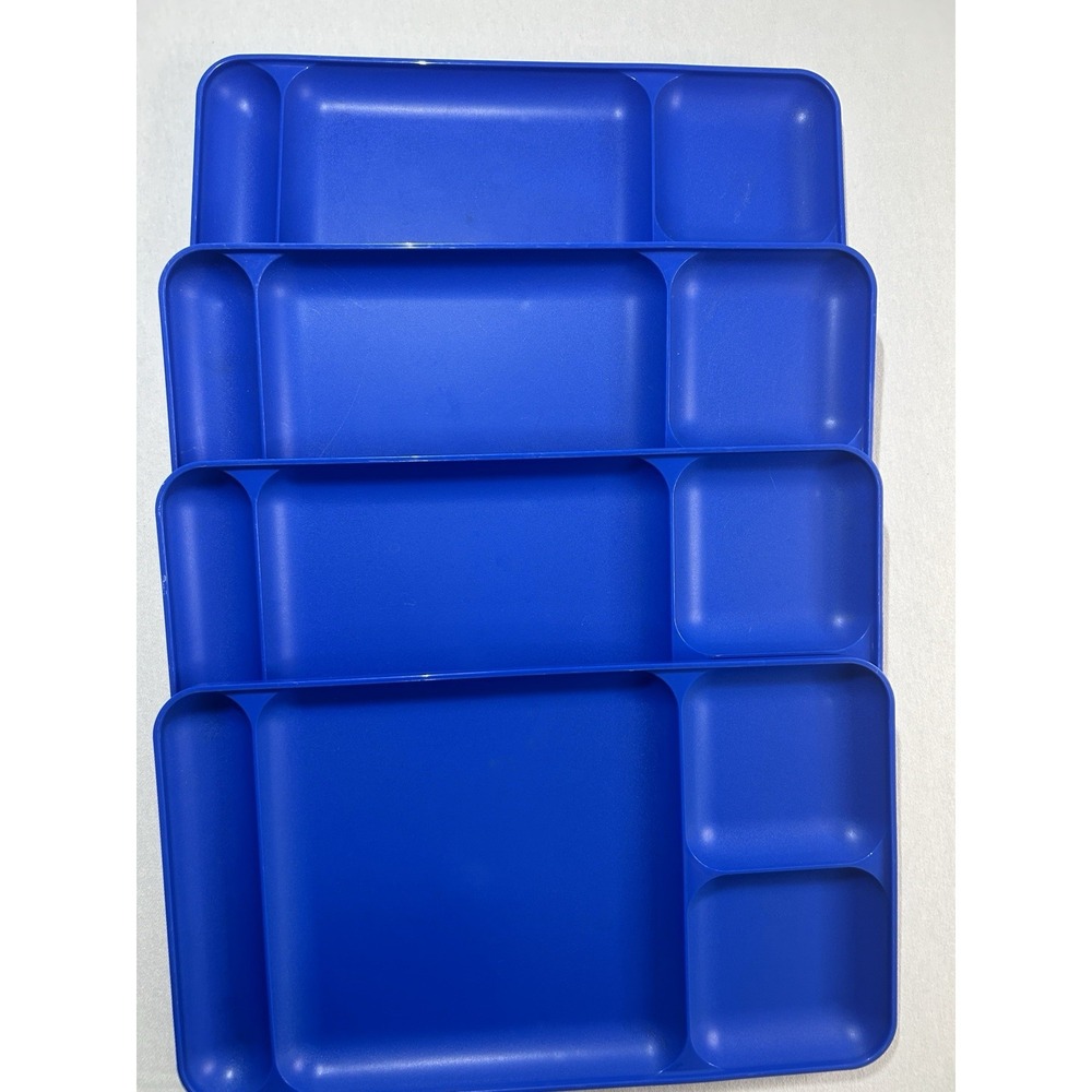 Tupperware Impressions Dining Serving Trays 4x Royal Blue‎ Cafeteria Trays
